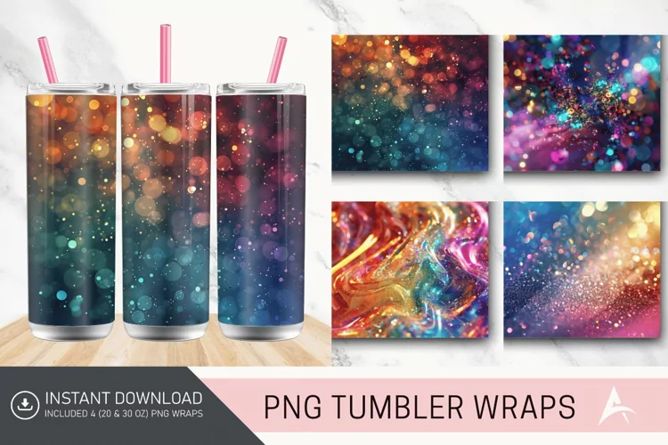 3D Glitter Colorful Tumbler Wrap