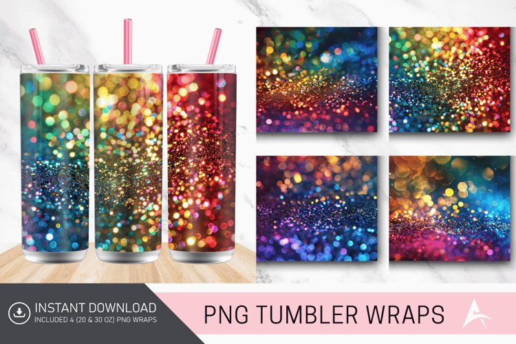 3D Glitter Colorful Tumbler Wrap