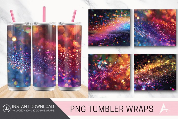 3D Glitter Colorful Tumbler Wrap