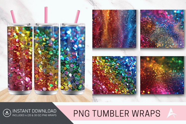 3D Glitter Colorful Tumbler Wrap example image 1