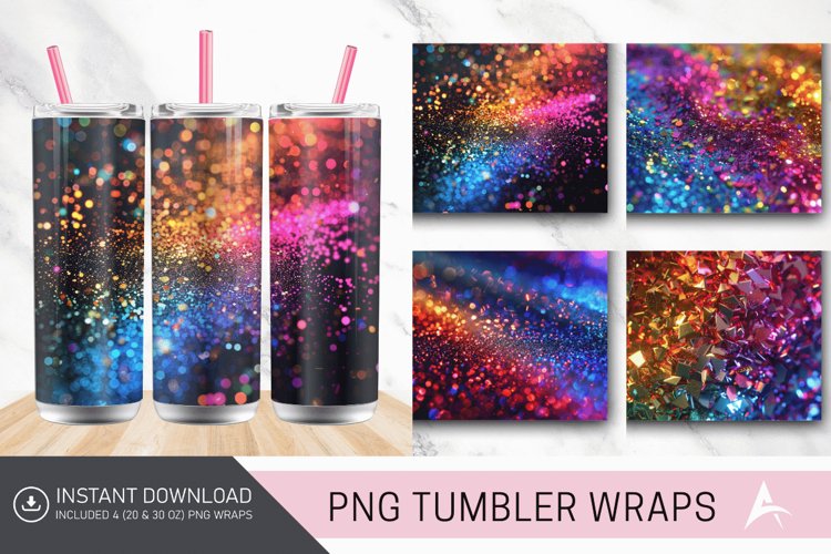 3D Glitter Colorful Tumbler Wrap