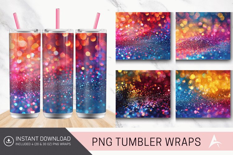 3D Glitter Colorful Tumbler Wrap