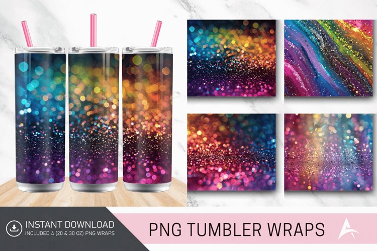 3D Glitter Colorful Tumbler Wrap