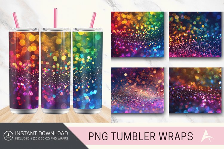 3D Glitter Colorful Tumbler Wrap