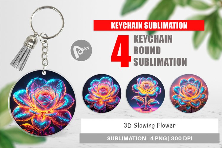 Keychain 3D Glowing Flower