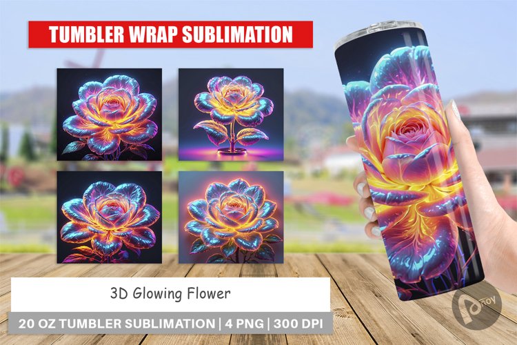 Tumbler Wrap 3D Glowing Flower