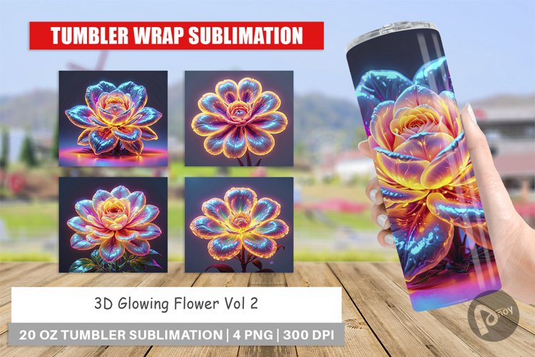 Tumbler Wrap 3D Glowing Flower