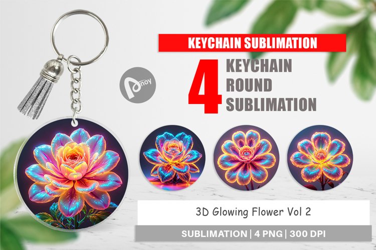Keychain 3D Glowing Flower