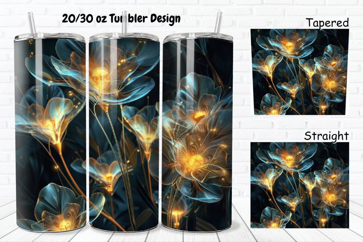 3D Glowing Flowers 20/30oz Skinny Tumbler example image 1