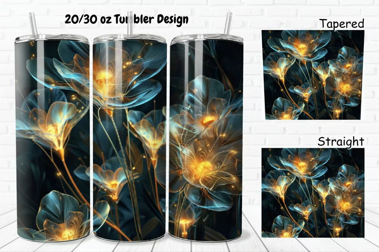 3D Glowing Flowers 20/30oz Skinny Tumbler