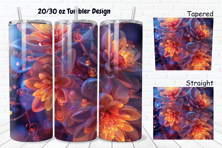 3D Glowing Flowers 20/30oz Skinny Tumbler