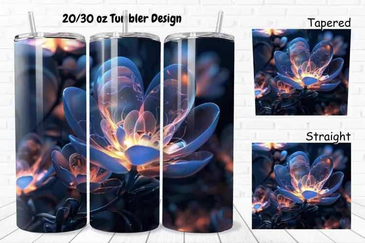 3D Glowing Flowers 20/30oz Skinny Tumbler