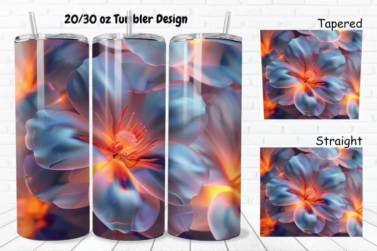 3D Glowing Flowers 20/30oz Skinny Tumbler
