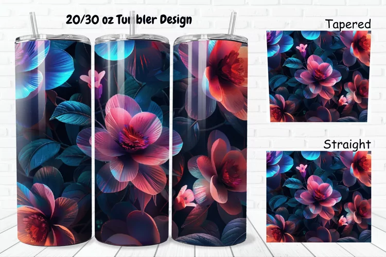 3D Glowing Flowers 20/30oz Skinny Tumbler