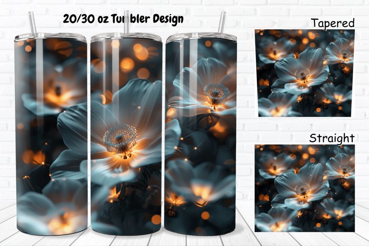 3D Glowing Flowers 20/30oz Skinny Tumbler