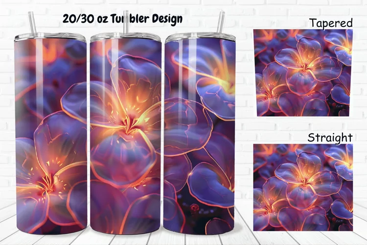 3D Glowing Flowers 20/30oz Skinny Tumbler
