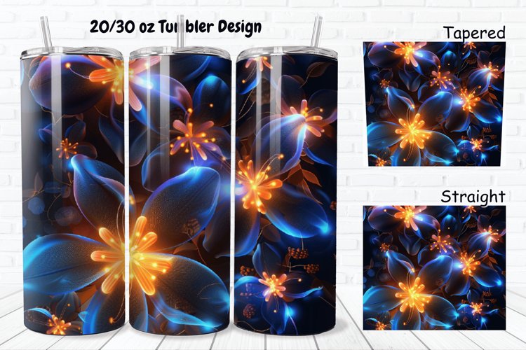 3D Glowing Flowers 20/30oz Skinny Tumbler example image 1