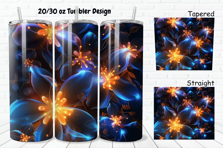 3D Glowing Flowers 20/30oz Skinny Tumbler