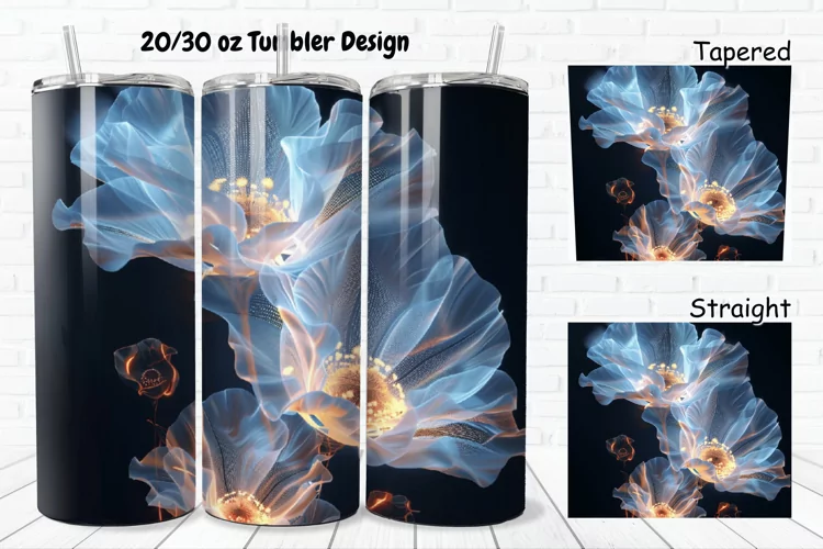 3D Glowing Flowers 20/30oz Skinny Tumbler