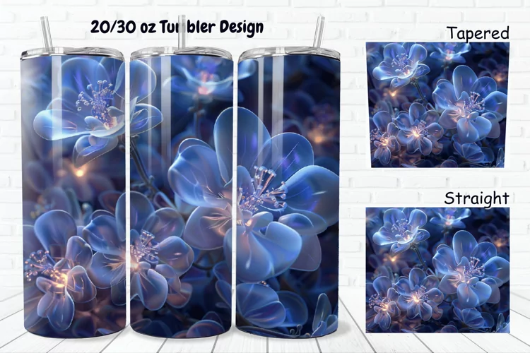 3D Glowing Flowers 20/30oz Skinny Tumbler
