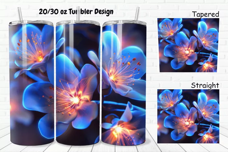 3D Glowing Flowers 20/30oz Skinny Tumbler
