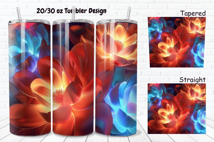 3D Glowing Flowers 20/30oz Skinny Tumbler example image 1