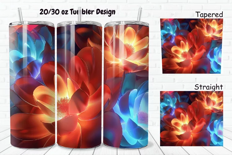 3D Glowing Flowers 20/30oz Skinny Tumbler