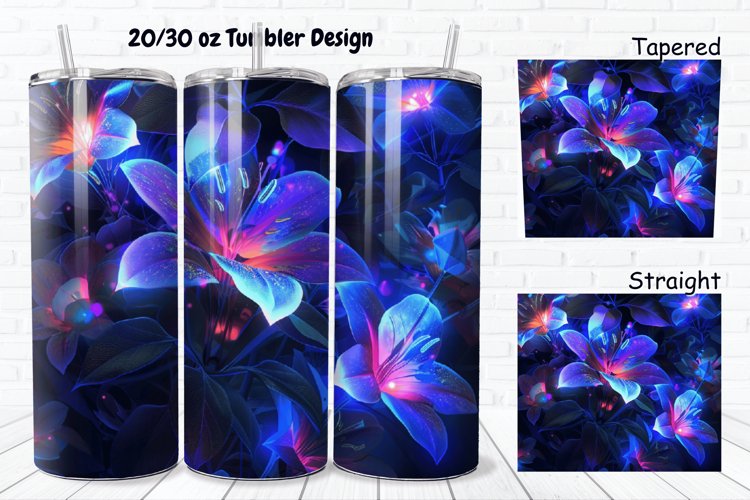 3D Glowing Flowers 20/30oz Skinny Tumbler