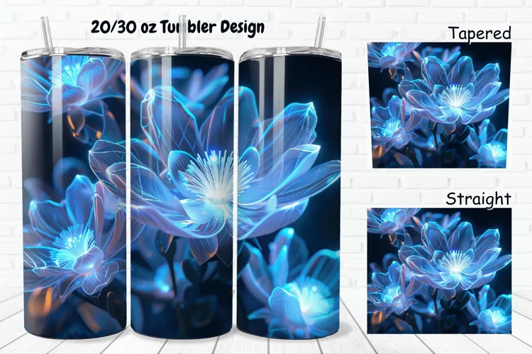 3D Glowing Flowers 20/30oz Skinny Tumbler