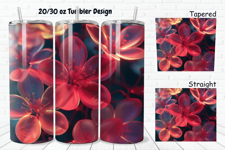 3D Glowing Flowers 20/30oz Skinny Tumbler