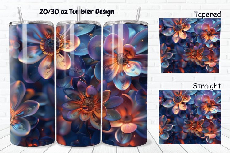 3D Glowing Flowers 20/30oz Skinny Tumbler