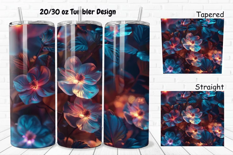 3D Glowing Flowers 20/30oz Skinny Tumbler