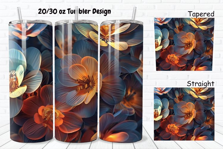3D Glowing Flowers 20/30oz Skinny Tumbler example image 1