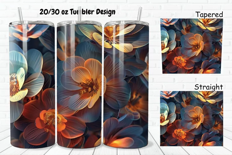 3D Glowing Flowers 20/30oz Skinny Tumbler