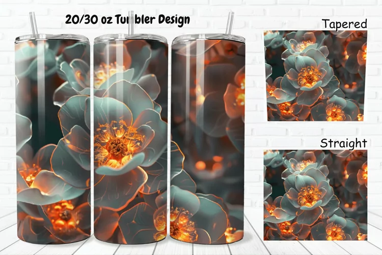 3D Glowing Flowers 20/30oz Skinny Tumbler