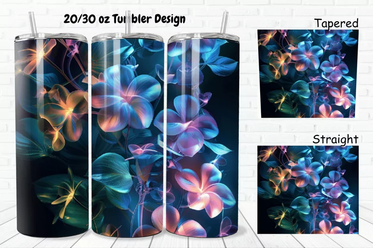 3D Glowing Flowers 20/30oz Skinny Tumbler