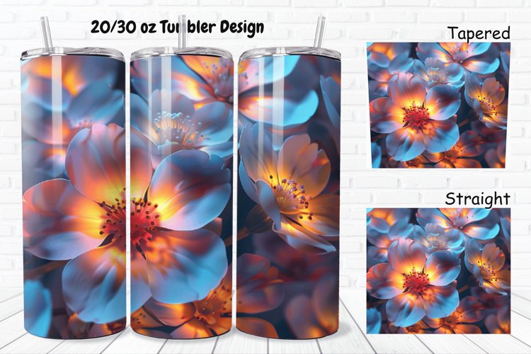 3D Glowing Flowers 20/30oz Skinny Tumbler