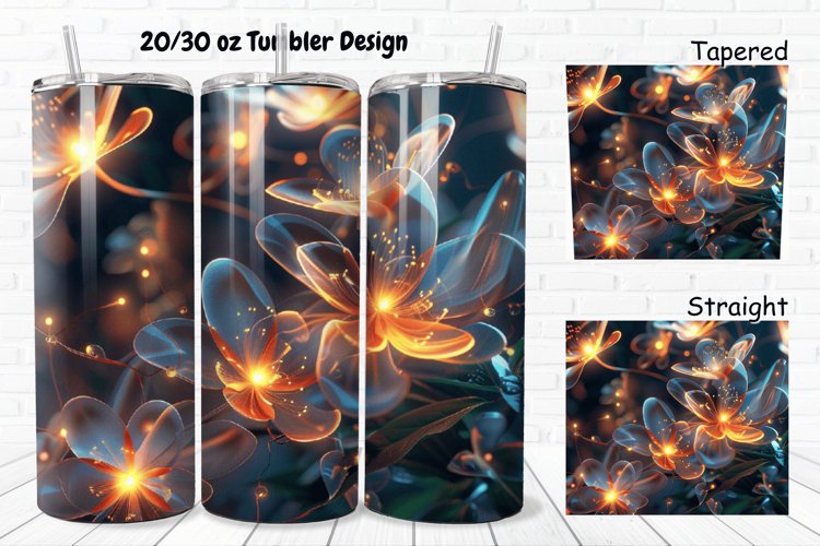 3D Glowing Flowers 20/30oz Skinny Tumbler