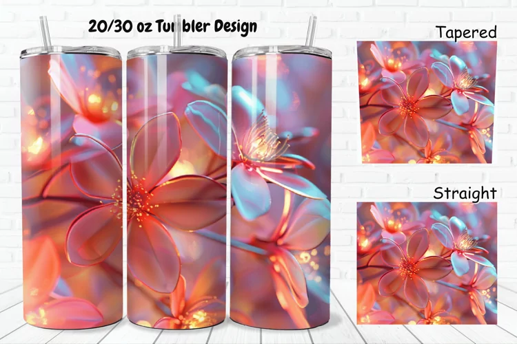 3D Glowing Flowers 20/30oz Skinny Tumbler