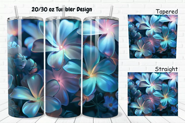 3D Glowing Flowers 20/30oz Skinny Tumbler
