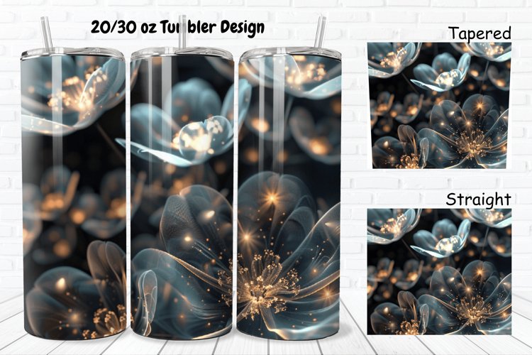 3D Glowing Flowers 20/30oz Skinny Tumbler example image 1