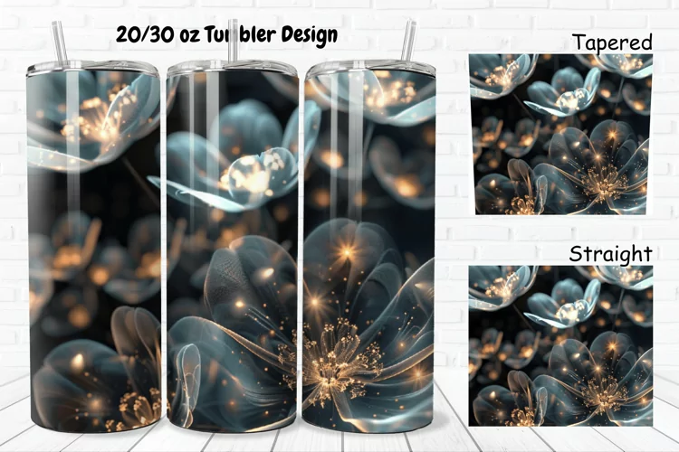 3D Glowing Flowers 20/30oz Skinny Tumbler