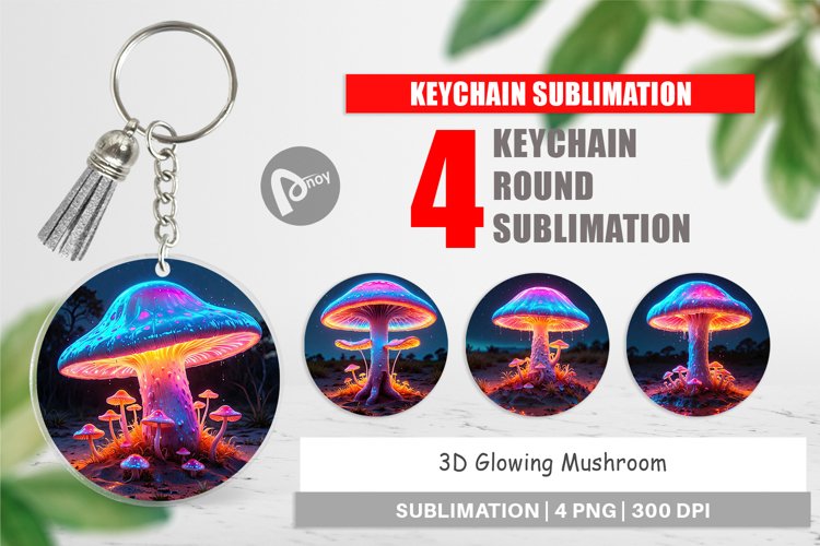 Keychain 3D Glowing Mushroom