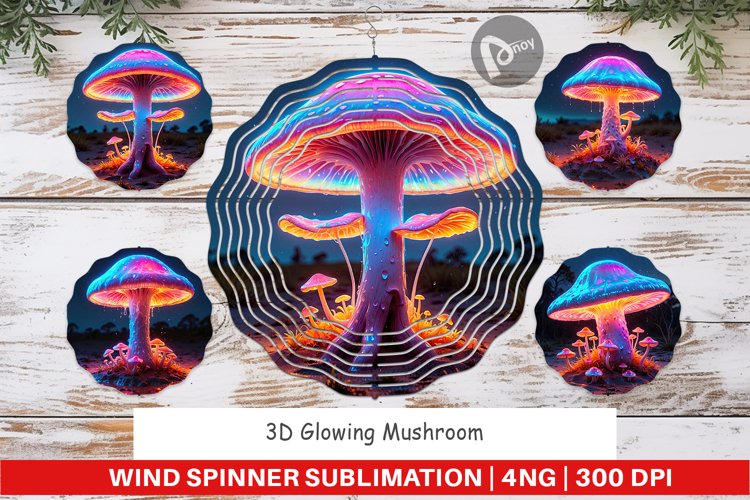 Wind Spinner 3D Glowing Mushroom