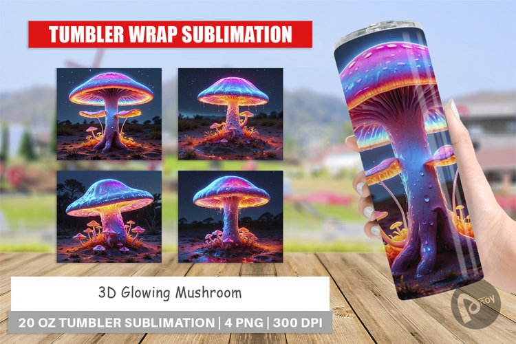 Tumbler Wrap 3D Glowing Mushroom