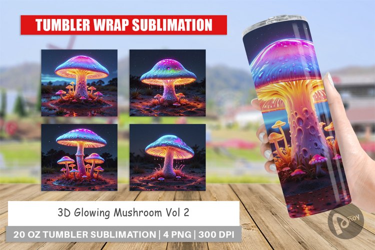 Tumbler Wrap 3D Glowing Mushroom