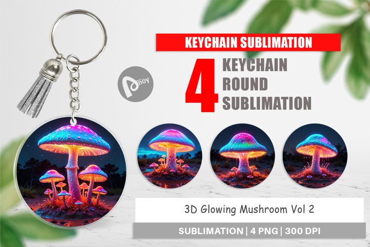 Keychain 3D Glowing Mushroom