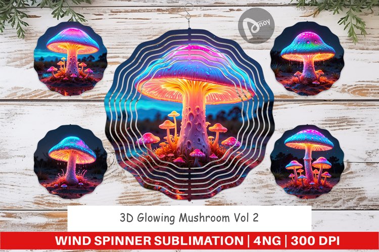 Wind Spinner 3D Glowing Mushroom