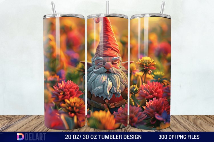 3D Gnome Flower Tumbler Wrap example image 1