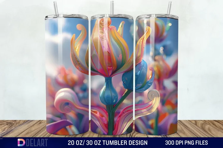 3D Gnome Flower Tumbler Wrap
